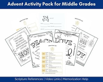 Advent Activity Pack for Middle Grades, Homeschool Advent Unit Study, Advent Printables
