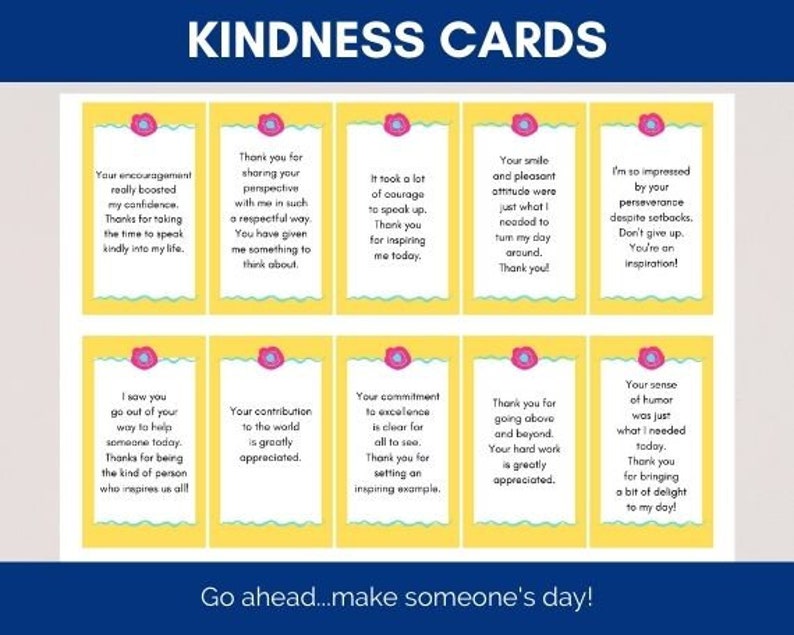 Kindness Cards Set of 20 digital download Etsy
