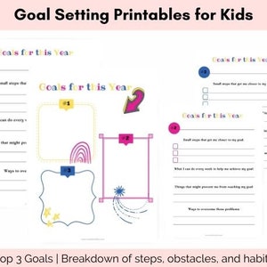 Printable goal setting pages for kids and students.