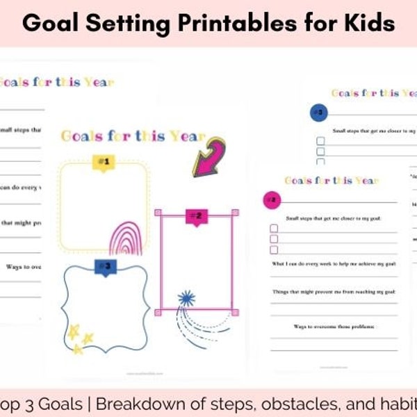 Goal Setting Worksheets for Kids, Student Goal Planner, Step-by-Step to Achieve Your Goals