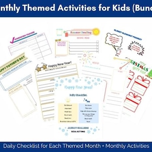 Monthly Printable Activities for Kids, Daily Checklist With Monthly ...