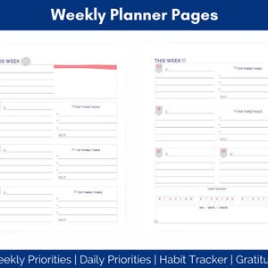 Weekly Planner Pages, Weekly Habit Tracker, Weekly Gratitude, Weekly Priorities image 1