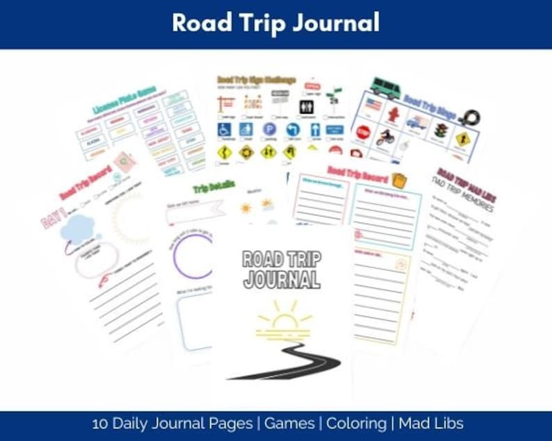 Printable Road Trip Journal, Road Trip Activity Book, Kids Travel ...