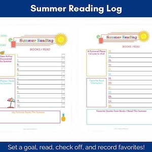 Kids' Summer Reading Log, Summer Reading Tracker image 1