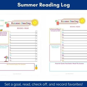 Kids' Summer Reading Log, Summer Reading Tracker image 1