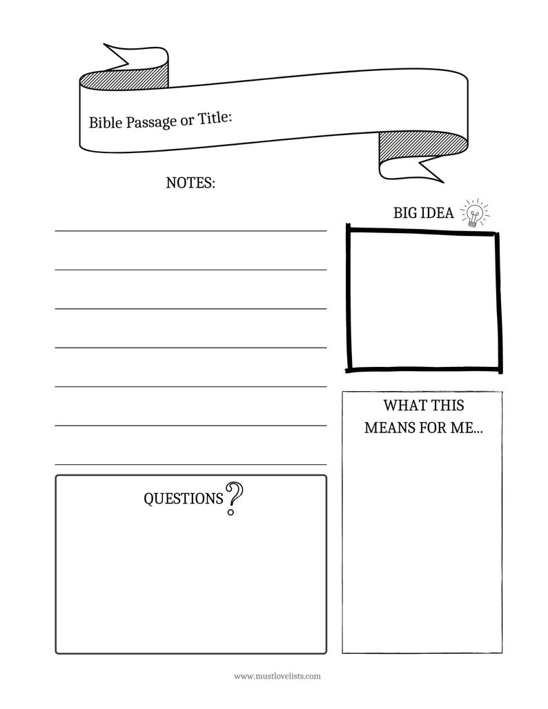 Printable sermon notes page.