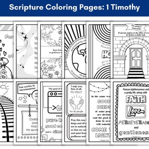 Scripture Coloring Pages, 1 Timothy, Sunday School and Sermon Activities, 1 Timothy Memorization, Sermon Notes