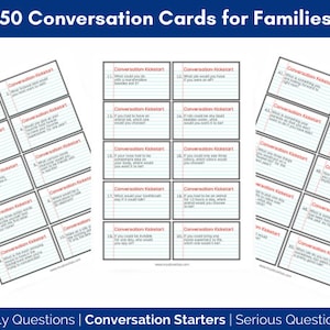 50 Family Conversation Cards, Silly Conversation Starters, Icebreaker conversation starters