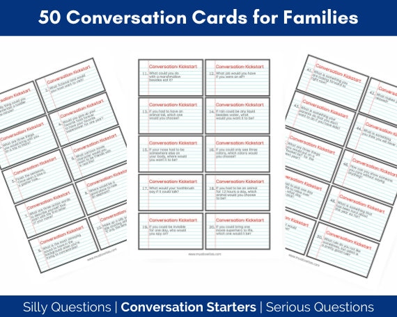 Family Conversation Starter Cards: 50 Silly Questions (PDF Pattern)