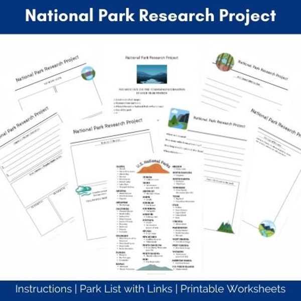 National Park Research Project, Homeschool Research Project, U.S. National Park Project Based Learning