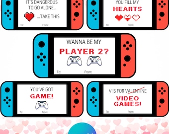 Video Game Valentines DIY Printable Editable Instant Digital Download Gamer Valentine Boys Girls Valentine's Day