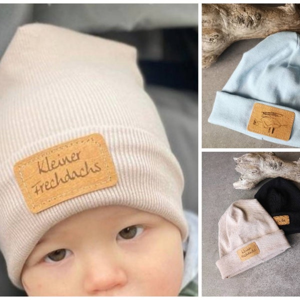 Hipster Beanie, für Kinder, versch Farben, personalisierbar, individualisierbar mit eigenem Label, mitwachsend