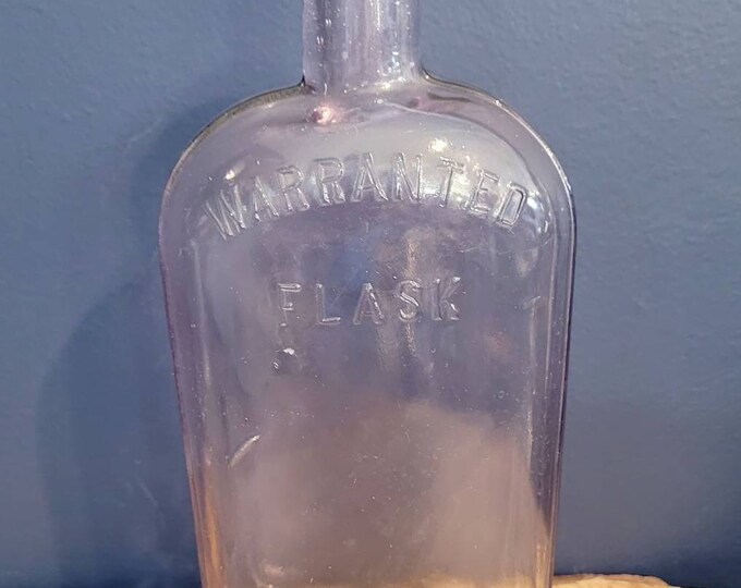 Antique Warranted Flask Pink Glass Bottle Etsy