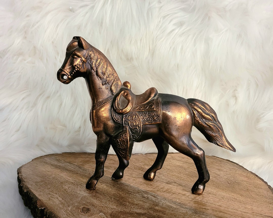 Vintage Bronze Metal Horse Figurine Etsy