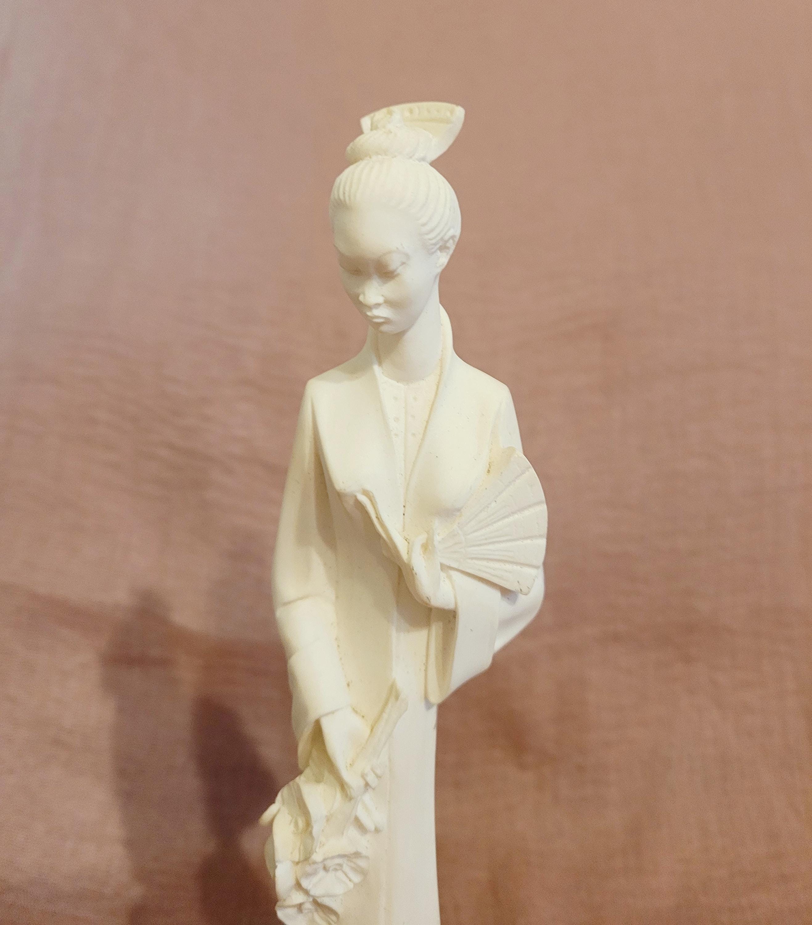 Vintage A Giannelli GEISHA Woman Alabaster Statue on Marble Base Made ...