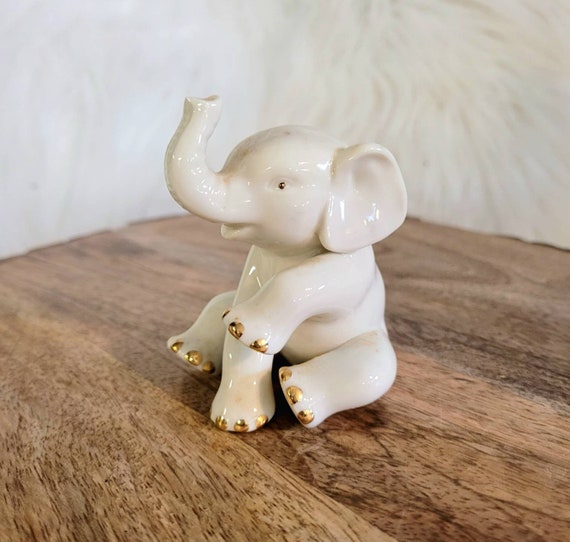 Vintage LENOX Porcelain Baby Elephant Figurine Etsy