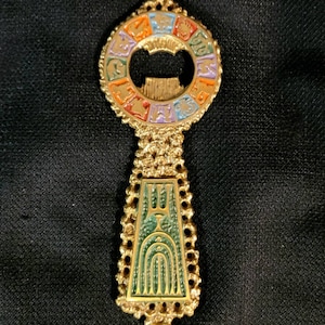 Vintage Oppenheim Israel Zodiac Enameled Brass Bottle Opener