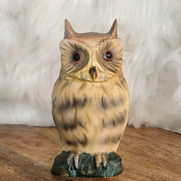 Vintage Ceramic Owl Figurine Made In Japan