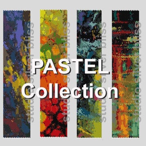 PASTEL COLLECTIE - 4 Peyote Stitch patronen voor Miyuki Delica Seed Bead maat 11 voor armband manchet/bladwijzer-PDF Instant Download