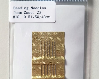 TOHO beading needles, #10, Z2, variety pack, 2 lengths - 0.51x50/43mm, 6 needles