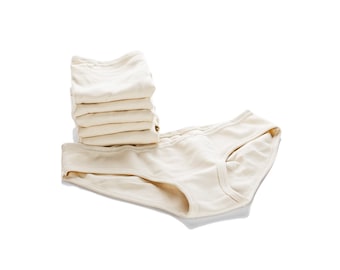 6 Pack Natural Underwear from 100% Organic Cotton GOTS Certified, Soft, Hypoallergenic, Thin