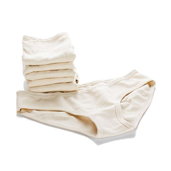 6 Pack Natural Underwear from 100% Organic Cotton GOTS Certified, Soft, Hypoallergenic, Thin