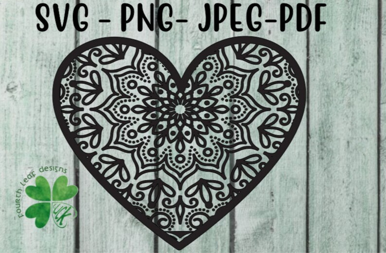 Download Heart shape Instant Download SVG Love mandala designs | Etsy