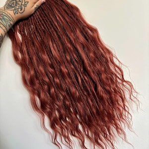 Red Crochet DE Dreadlocks, Loose ends DE Synthetic Dreads, Wavy dread extension, Curly dreads, Thin dreadlocks, Soft dreads, Ginger Locs