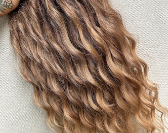 Natural Curly Dreadlocks Brown Ombre, Viking Brown DE Synthetic Dreadlocks, Curly hair extension, curly dreads, Wavy Dreads, Temporary locs