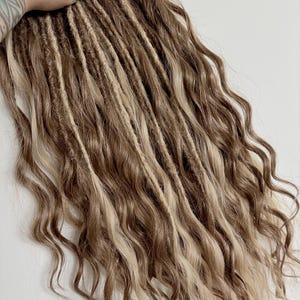 Dreadlocks synthétiques DE brun et blond ombré, pointes libres, extensions de dreads ondulées, dreads bouclées, dreads à pointes libres, dreads souples