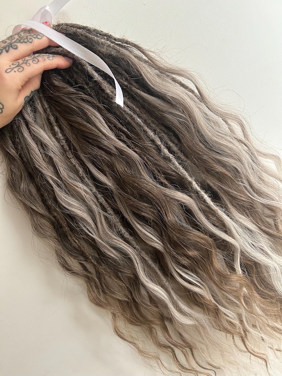 Soft curls set de dreadlocks extension, Double Ended Dreads, Hair extension, Brown Ombre Dreadlocks, Natural Curls Locs, Spiral Dreadlocks.