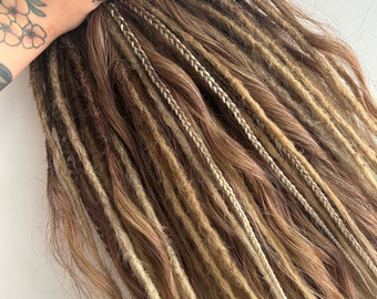 DE Synthetic Dreadlocks Brown and Blonde Ombre Set, Viking Brown DE Synthetic Dreadlocks, Curly hair extension, curly dreads, braids, locs