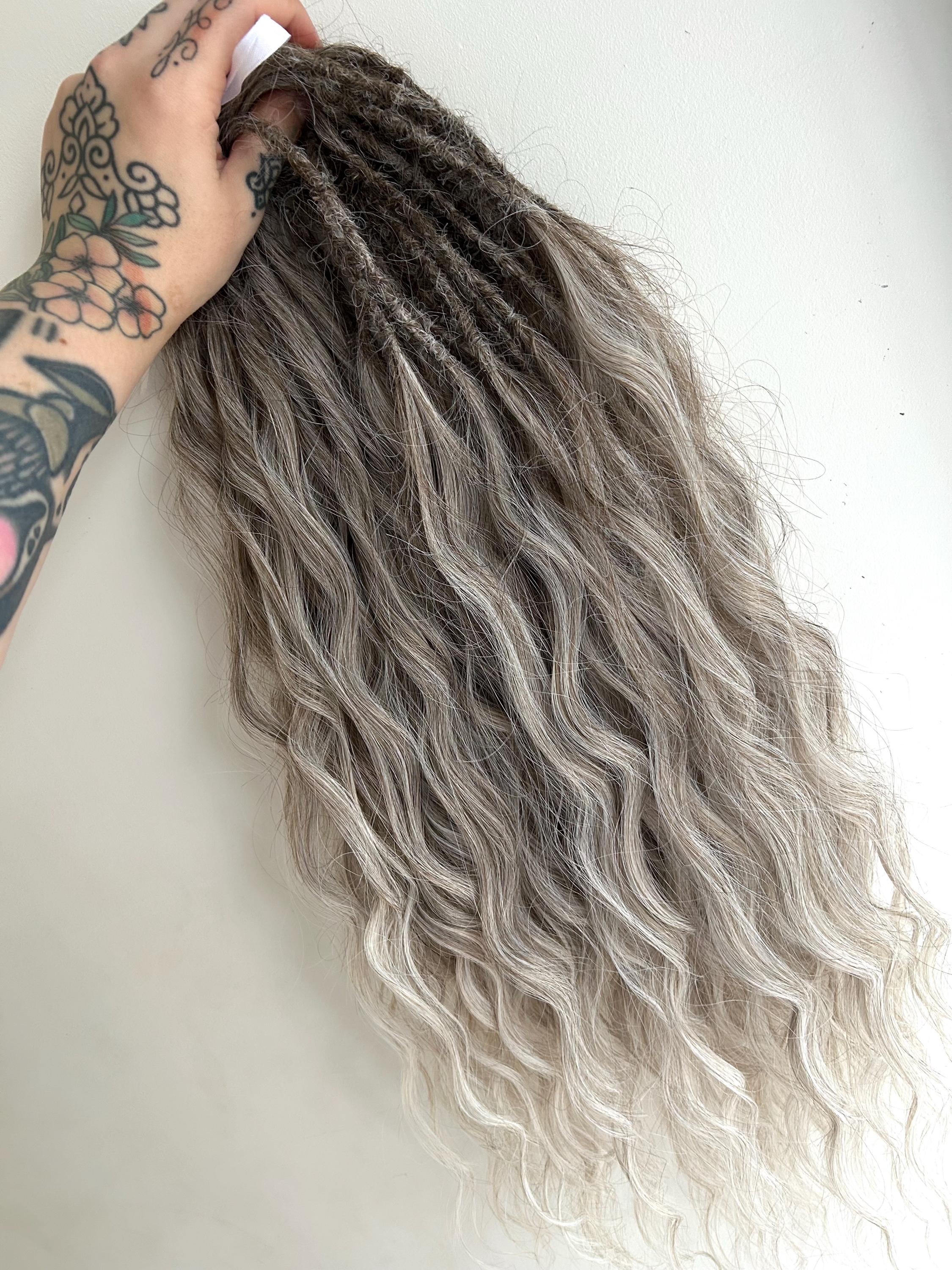 Silver Gray Wavy Curly 20” Hair Halo Extension Buy Indian Grey Hair Extensions | Natural Salt and Pepper  main image 2