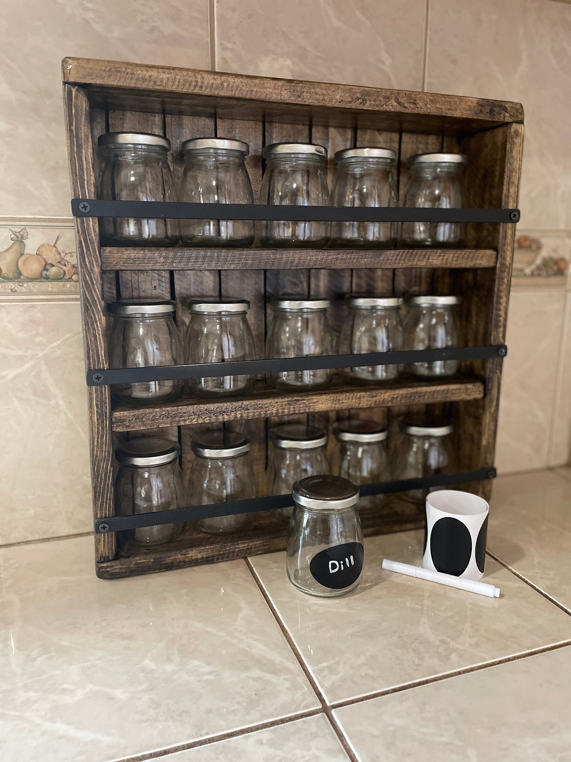 Chefs Helper, Spice Rack, Kitchen Storage, Cook Gift, Apothecary Shelf ...