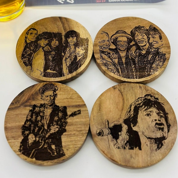 Rolling Stones Portrait Coasters, Mick Jagger, Keith Richards, Ronnie Wood, Charlie Watts, Rolling Stones Tour 2024 Gift, Stones Fan Gift