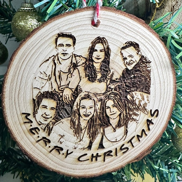 Friend's TV Show Inspired Ornament, Portraits of: Jennifer Aniston, Courteney Cox, Lisa Kudrow, Matt LeBlanc, Matthew Perry, David Schwimmer