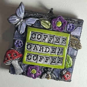 Coffee Garden Mosaic Wall Art: Handmade Ceramic Tile Sculpture