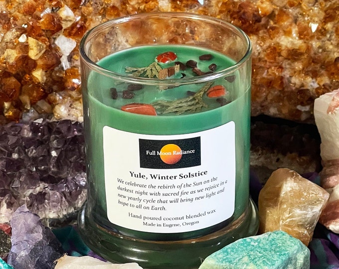 Featured listing image: Yule Candle, Winter Solstice Candle Yule Decor Coconut Wax Candle Wooden Wick