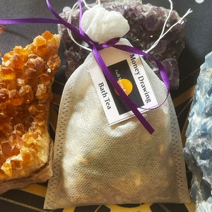 Prosperity Attracting Ritual Bath Tea with Healing Herbs and Crystals