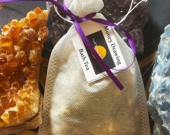 Prosperity Attracting Ritual Bath Tea with Healing Herbs and Crystals