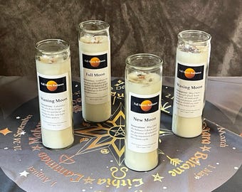 Moon phase ritual set with 7 day candles for magic and manifestation