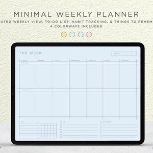 Bright Minimal Digital Weekly Planner Printable | iPad or Printable