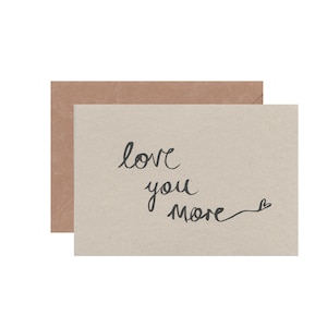 Je t'aime plus carte | Carte de voeux faite main
