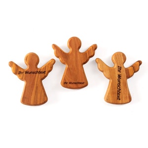 Olive wood personalized guardian angel hand charm 6 cm with engraving from Bethlehem