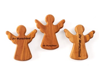 Olive wood personalized guardian angel hand flatterer 6 cm with engraving from Bethlehem