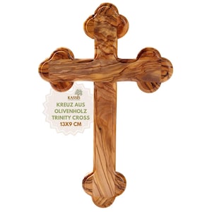 Olive wood cross crucifix wall cross, simple with rounded edges, from Bethlehem, christening gift, guardian angel, Christian gift