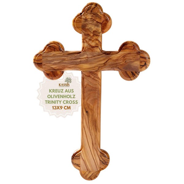 Olive wood cross crucifix wall cross, simple with rounded edges, from Bethlehem, christening gift, guardian angel, Christian gift