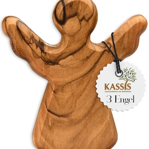 Olive wood guardian angel hand flatterer lucky charm gift for communion baptism confirmation image 10