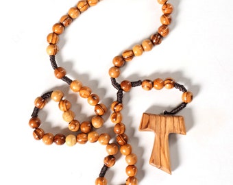 Rosary with dew from Bethlehem guardian angel Christian gift baptism jewelry olive wood