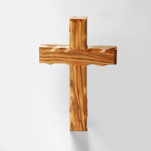Croce in legno d'ulivo, crocifisso da parete, semplice croce da Betlemme, regalo battesimale, angelo custode, regalo cristiano
